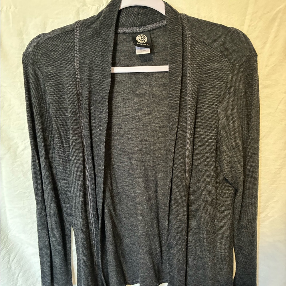 Bobeau Charcoal Open Front Cardigan